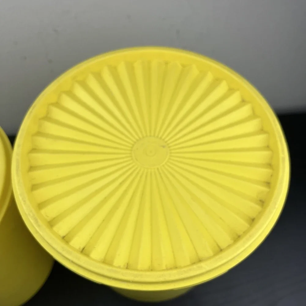 Vintage Tupperware Yellow Servalier Nesting Canister Set of 2 Storage Bowls